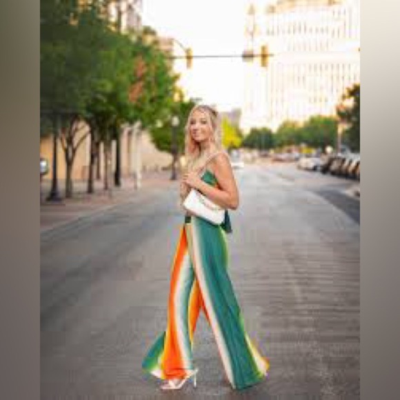 Sure To Stand Out Orange Multi Stripe 2 Piece Set - Picture 7 of 10